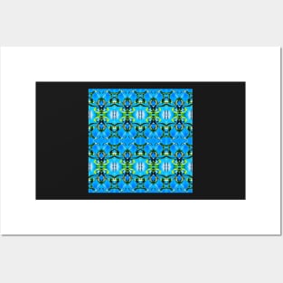 Green Blue Pattern Posters and Art